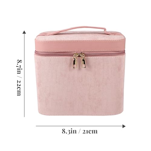Estuche de maquillaje aterciopelado HEMOTON de doble capa con espejo interior 2
