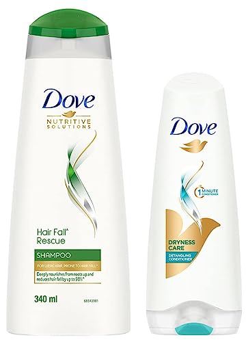 Dove Hair Fall Rescue Shampoo, 340ml & Dryness Care Conditioner, 180ml