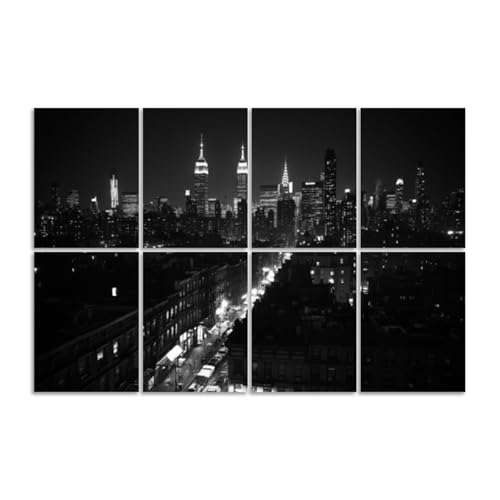 8 Pack Paneles Acústicos Artísticos Absorbentes de Sonido con Diseño de Skyline de Midtown New York City, Paneles Decorativos Autoadhesivos 48"x32" para Estudios y Oficinas miniatura 1