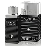 bugatti Perfume para hombre Iconiq Black 100 ml I Holzig-ambrit-scharfes Men Perfume con complejas notas de cardamomo, sándalo, lavanda y ámbar I markant Dark Eau de Toilette Hombre Perfume