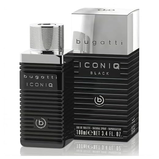 bugatti Iconiq Black Parfum Herren 100ml Holzig Ambriert Scharfes Männerparfüm mit komplexen Noten von Kardamom Sandelholz, Lavendel und Bernstein Markant Dunkles Eau de Toilette Herren Parfüm