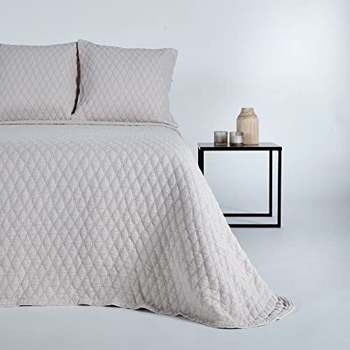 10XDIEZ Colcha 100% Algodón de Entretiempo - Edredón de Cama Ligero (Cama de 160 o 180cm - Beige)