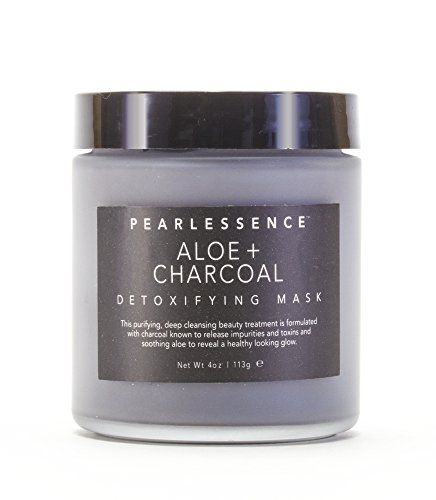 Pearlessence Clay Detoxifying Face Mask with Aloe & Charcoal - Purifies, Cleanses & Absorbs Impurities | Shrink Pores & Restore Natural Glow to Skin | Cruelty Free & Made in USA (4 ounces)