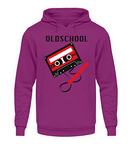 Sweat à capuche chaud motif cassette pour homme et femme couleur magenta taille L