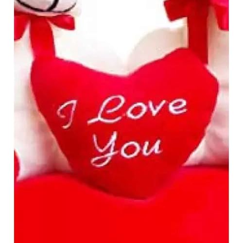 Image of DearJoy Teddy Couple Sitting On A Heart 30 cm