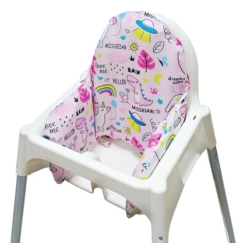 MISSEIAR High Chair Cushion with Cover for IKEA Antilop High Chair, Wooden High Chair Pad Pillow, Cushion Insert for Replacement, Built-in Inflatable Cushion (Pink)