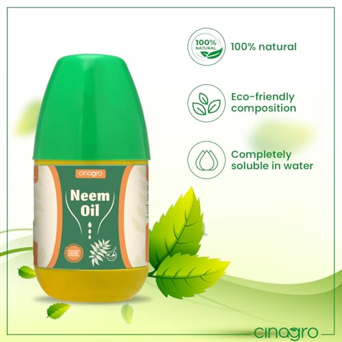 Image of Cinagro Cold Pressed Neem Oil Concentrate (250ml, Makes 60 Litre Spray) Organic, Water-Soluble, Plant Protector, Removes Mealybugs, Fungus & Insect Control for All Plants, Indoor & Outdoor Garden Use