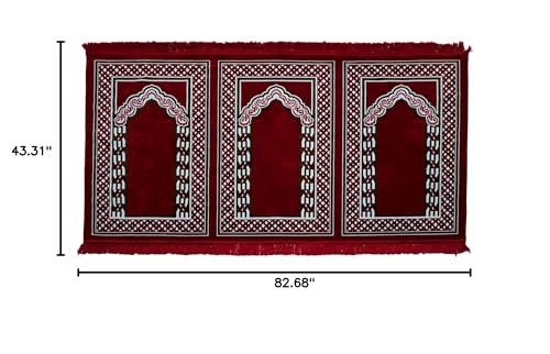 Tapete de oración velvet 3 personas rojo 110x210 cm miniatura 2