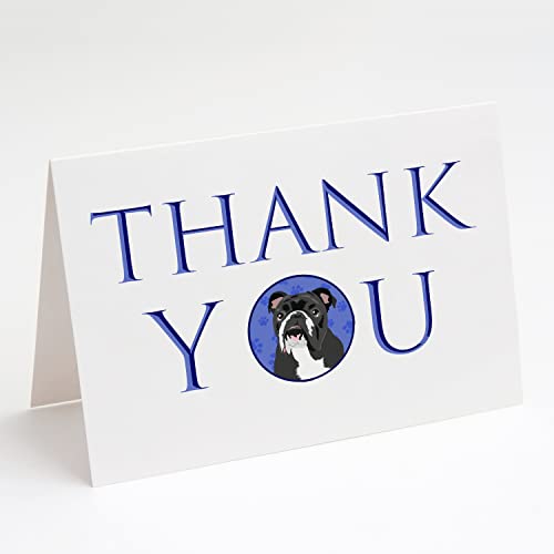 Caroline's Treasures CK8997GCA7P English Bulldog Black and White Thank You Greeting Cards and Envelopes Pack of 8 Blank Cards with Envelopes Whimsical A7 Size 5x7 Blank Note Cards