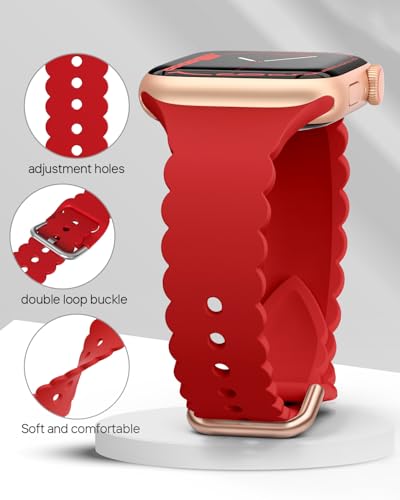 Sunnywoo Lace Sport Silicone Band Compatible with Apple Watch 38mm 40mm 41mm 42mm 44mm 45mm 46mm 49mm for Women, Soft Wristband Waterproof Replacement for iWatch Series Ultra 10 9 8 SE 7 6 5 4 3 2 1