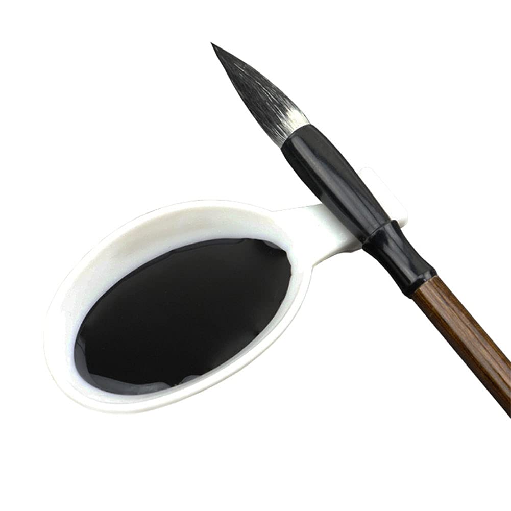 20Pcs Multifunction Plastic Ink Dish Plate with Brush Pen Rest Holder Chinese Calligraphy Painting Practice Ink Dish Calligraphy Supplies, White