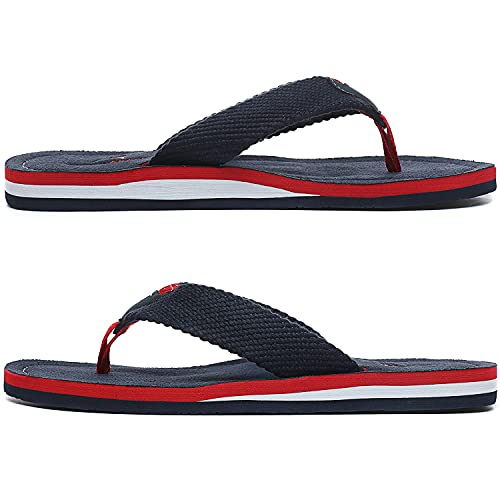 Image of Quickshark Mens Flip Flops Leather Thong Sandals Arch Support Beach Slippers