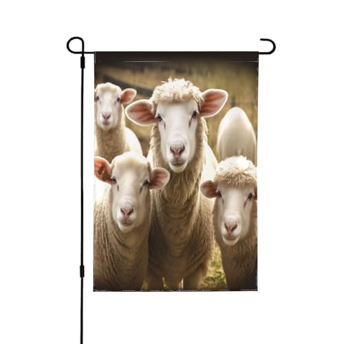 Drapeau de jardin mouton 71x101 cm grand format double face pour décoration extérieure