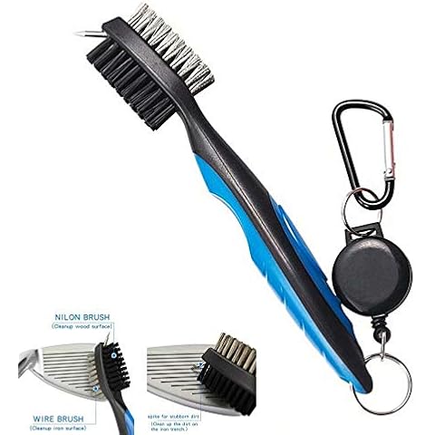 Golf Club Brush Groove Cleaning Dual Sided Putter Wedge Ball Groove Cleaner Kit With Spike Loop Clip Cover