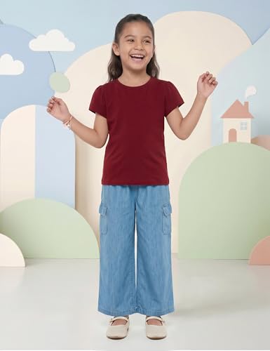 Image of Amazon Brand - Symbol Girls 100% Cotton Solid Half Sleeves T-Shirt | Regular Fit | Age 2-14 Years (Pack of 2)