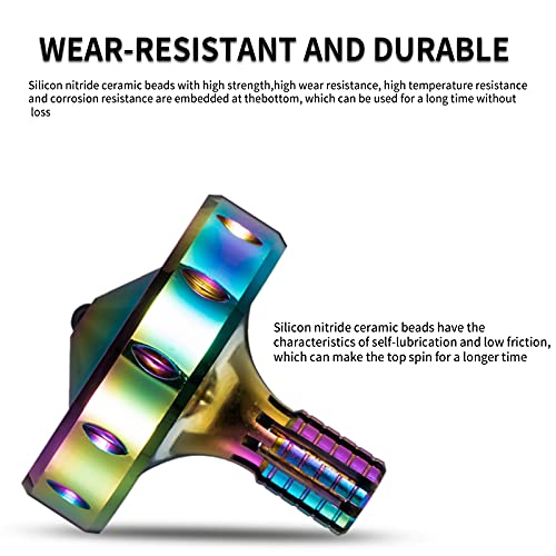 Image of Precision Metal Spinning Top,Long Lasting Spin Time Gyro Toy (M,Iridescent) | Perfect Balance, Skilled Adult Easily Exceed 10 Mins, Portable Stainless Steel EDC Office Desktop Game Toys