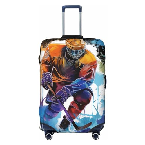 ice hockey Sports abstract art Colorful Elastic Travel Luggage Cover Travel Suitcase Cover for Trunk Case 19''-32'' Luggage Protective Cover