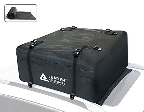 Leader Accessories 15 Cubic Feet Rooftop Cargo Bag Waterproof Cargo Carrier with Racks Heavy Duty Top Storage with Anti-Slip Mat