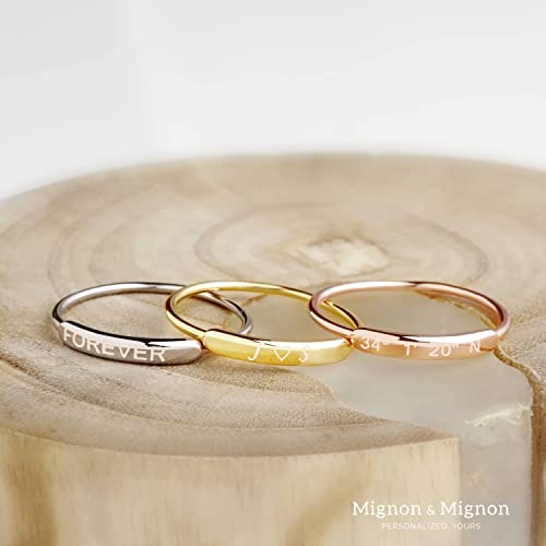 MignonandMignon Custom Name Ring for Mom, Grandma, Daughter Stackable Ring Wedding Bridesmaids Gifts - RDB4