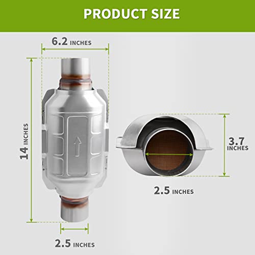 Autosaver88 2.5" Inlet/Outlet Universal Catalytic Converter Oval Body (Epa Compliant) #TOP4