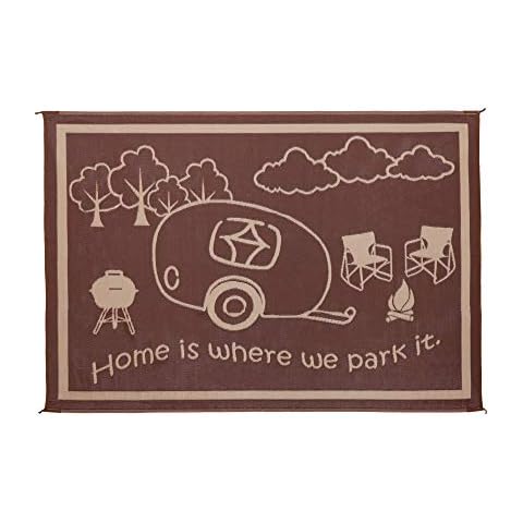 Stylish Camping Ming's Mark RH8117 Reversible RV Home Mat - 8' x 11', Brown/Beige Cover