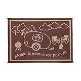 Stylish Camping 8-Feet x 18-Feet Outdoor RV Home Patio Reversible Mat - Brown/Beige