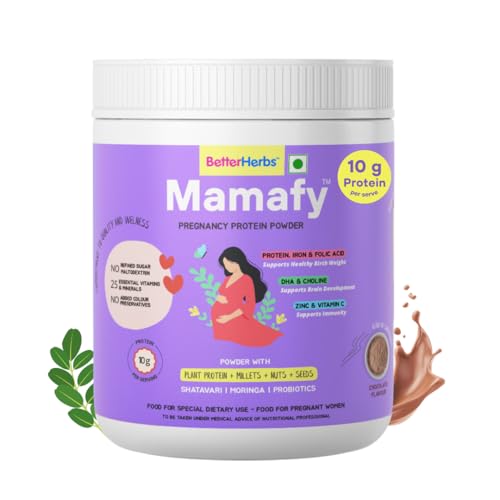 Image of Mamafy Mother's Nutritional Protein Powder Chocolate 325g | For Pregnancy with 10g Protein per serve and 25 Vital Nutrients to Support Healthy Birth Weight and Brain Development | No Refined Sugar