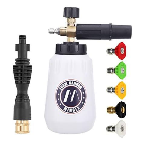 M MINGLE Foam Cannon, Compatible with Portland Husky and Ryobi Pressure Washer, with 5 Nozzle Tips, 1/4 Inch Quick Connector Cover