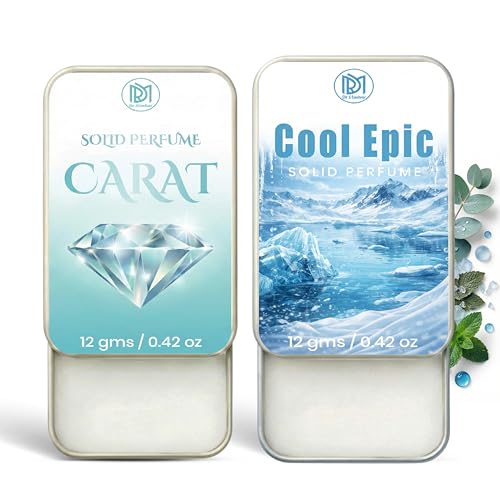 Image of Dr.Mashur Solid Perfume |Carat&Cool Epic Alcohol Free Wax Perfume Balm, Long Lasting | Pocket Tin 12g, Pack Of 2| Non Greasy Smooth Glide, Travel Friendly Men And Women