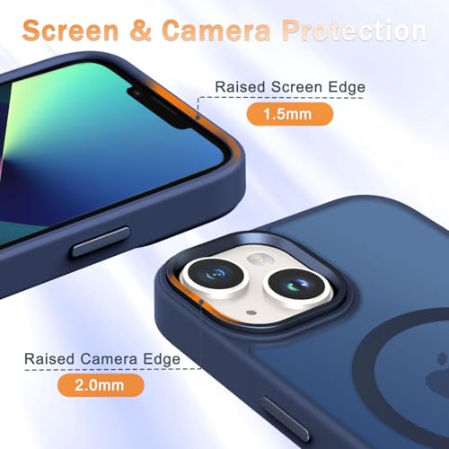 Image of YENAPOON for iPhone 14 Plus Case, Matte Magnetic Phone Case, Navy Blue