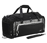 MIER Large Duffel Bag Men's Gym Bag with Shoe Compartment, 60L, Black