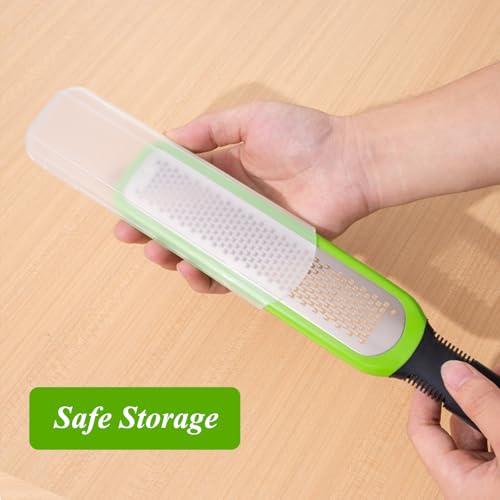 Image of Zester Grater Set of 2, Cheese Grater for Kitchen Lemon Zester Tool Garlic Grater Ginger Grater, Kitchenaid Food Grater with Handle Handheld, Sharp Stainless Steel Blade with Protective Cover