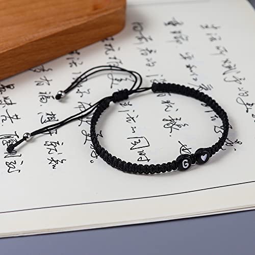 Tenghong2021 Heart Initial Bracelets 26 Letters Initial Charms Bracelet For Women Gifts A-Z Braided Bracelets Heart Link Handmade Rope Braided Adjustable Jewelry For Mom Daughter Birthday Jewelry Gift-E thumb #4