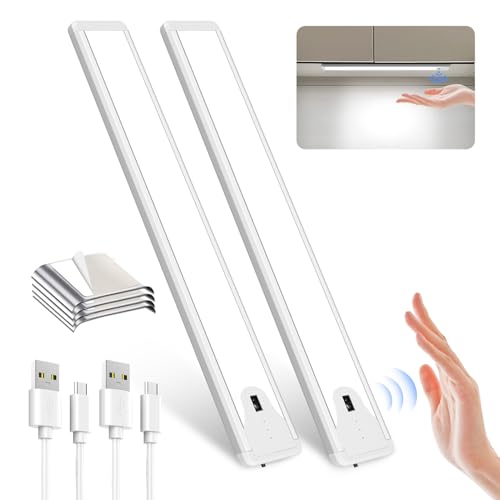 Pak 16 Inch Under Cabinet Lights, Hand Wave Sensor 83 LED Indoor Cabinet Lighting, USB Rechargeable...