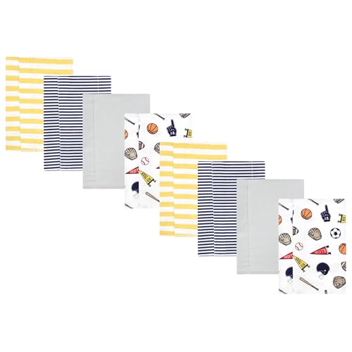 Image of Hudson Baby Cotton Poly Flannel Burp Cloths Multipack, Sports Fan 8-Pack, One Size