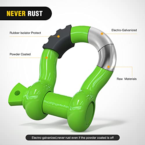 Image of Nilight 2 Pack 3 /4 inch D-Ring Shackle with 7 /8 inch Screw Pin 41,887lbs Break Strength, Heavy Duty Off Road Recovery with Isolators Washers for Use with Tow Strap, Winch, Off-Road Jeep Truck Vehicle