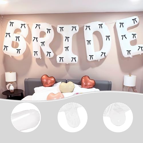 Image of 40inch Bride Balloons with Bow-Jumbo Bride to Be Balloons for Bridal Shower Bachelorette Party Decorations and Engagement Party Supplies Coquette Party Decor(Black Bow)