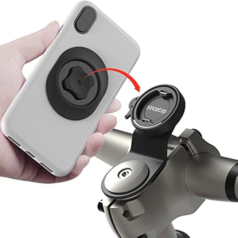 Bike Phone Holder, Aluminum Bike Phone Mount with Universal Adapter, Quick Mount Mountain Bike Bicycle Handlebar Mobile Phone Holder with Ultra Lock for iPhone Samsung and More Cover
