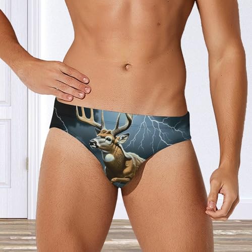 Deer Thunder Men's Swim Briefs Sexy Bikini Swimsuit Beach Shorts Underwear Low Waist4