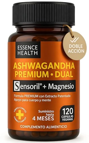 Ashwagandha Sensoril® Alta Potencia 50:1 – Extracto de Ashwagandha Adaptógena para Estrés, Ansiedad y Energía – con Magnesio para Equilibrio Mental – 120 Cápsulas Veganas