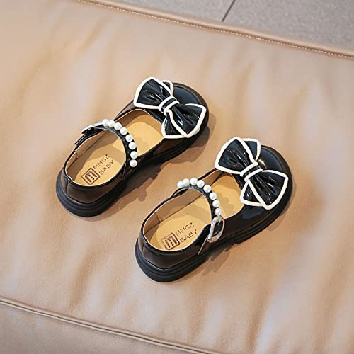 Girls Dress Shoes Size 12 Fashion Autumn Girls Casual Shoes Thick Sole Round Toe Bow Pearl Buckle Cute Simple4