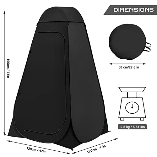 Image of BRIAN & DANY Pop Up Shower Tent, Portable Changing Tent with Rain Shelter & Windows, Privacy Tent for Camping, Toilet or Bathroom, UPF 50+ & Waterproof, 47.2 inch x 47.2 inch x 74.8 inch, Black