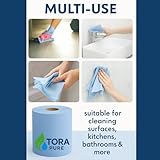 Blue Roll x 6, Kitchen Roll, Blue Centrefeed Paper Tissue Rolls, 2-Ply Embossed, High-Absorbency Hand Towel & Cleaning Rolls for Kitchen, Catering, Washrooms & Commercial Use - TORA PURE - Image 5