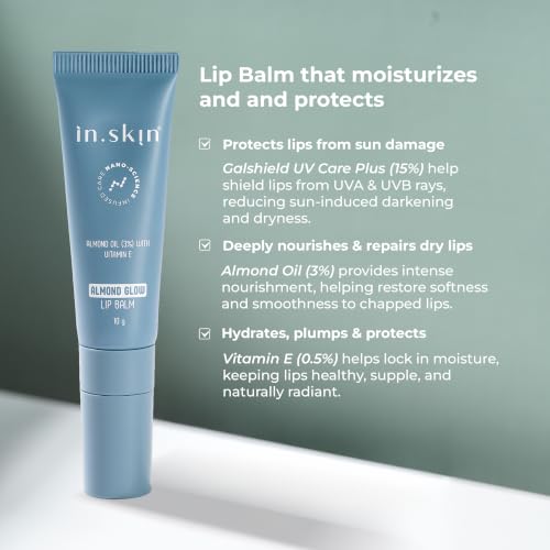 Image of Almond Glow Lip Balm with SPF 40 PA+++ | Hydrating & Plumping Lip Care | Almond Oil & Vitamin E | Repairs Dry, Chapped & Dark Lips | Paraben-Free (10 gm)