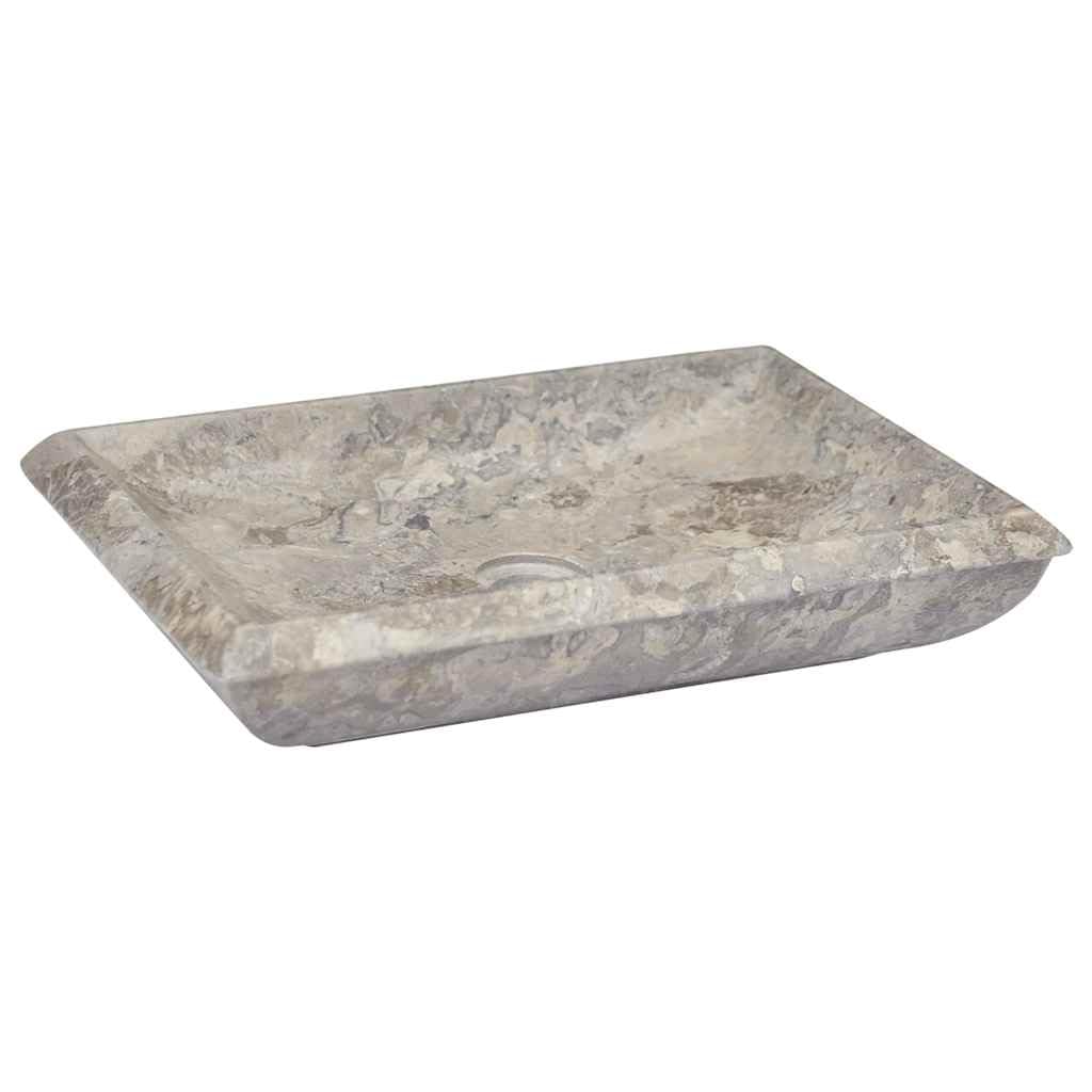 Lavabo De Mármol Gris Elegante 50x35x10 Cm – Hecho A Mano Para Baño O Aseo | VidaXL