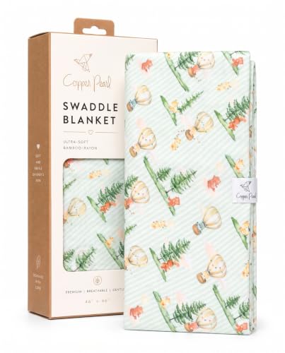 Image of Copper Pearl Swaddle Blankets for Newborns | Soft Stretchy Receiving Blankets for Boys and Girls | Large 46 x 46 Inch Baby Blankets | Lightweight & Breathable Swaddles | Forest Explorer Bamboo Swaddle
