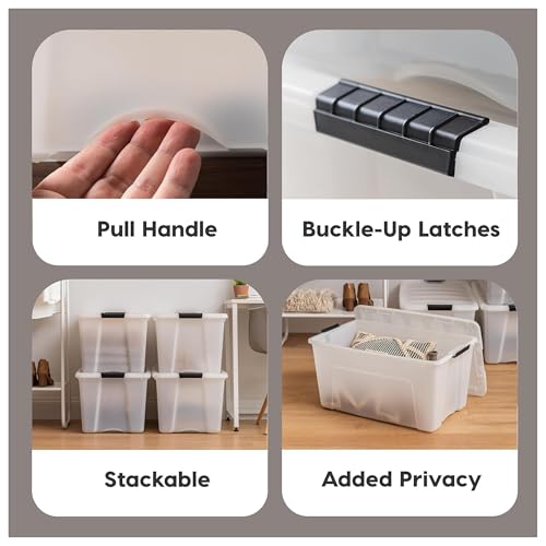 Image of IRIS USA 8 Pack 54 Qt Storage Bin Plastic Gasket Box, Tight Latching Lids, Pearl