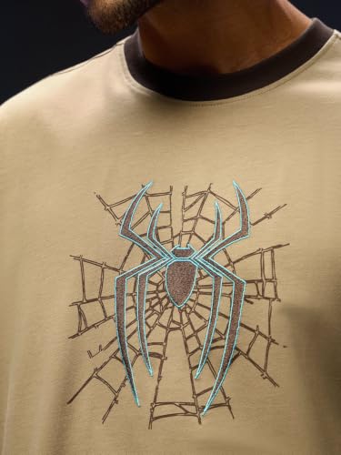 Buy The Souled Store Spider-Man: Apex Web Men and Boys Short Sleeves Round Neck Tan Graphic Printed Cotton Oversized Drop Shoulder Breathable Comfortable Streetwear T-Shirts at Amazon.in - Image 5