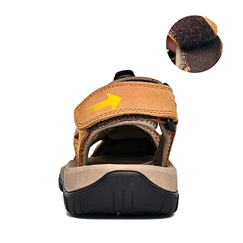 FDEYES Sandália masculina de pescador esportiva ao ar livre caminhada sandálias fechadas couro atlét
