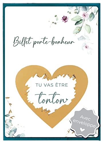 JoliCoon Carte a gratter Tu vas etre tonton avec enveloppe - Eucalyptus - Annonce grossesse Cover